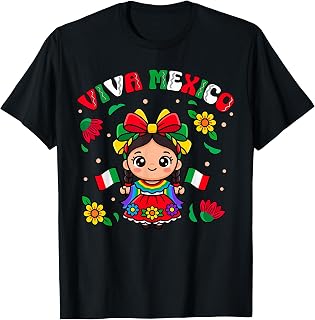 Viva Mexico Toddler Girls Flores Mexican Independence Day T-Shirt
