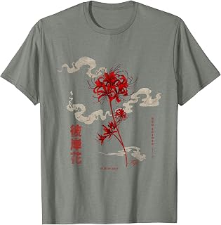 Higanbana or Red Spider Lily in 90s Harajuku Aesthetic Style T-Shirt