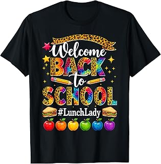 Welcome Back to School Lunch Lady Cafeteria Staff Leopard T-Shirt