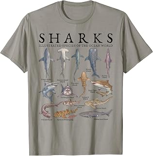 Shark Species Marine Biology Ocean Animal Art T-Shirt