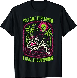 You Call It Summer I Call It Suffering Coffin Skeleton Art T-Shirt