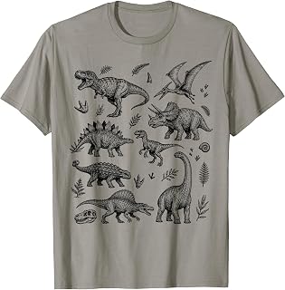 Dinosaur Graphic Tee Adult Men Kids Boys Vintage Cute Dino T-Shirt