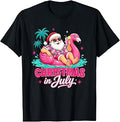 Christmas in July Santa Flamingo Summer T-Shirt
