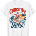 Christmas in July Retro Surfing Santa Hawaiian Vacation T-Shirt