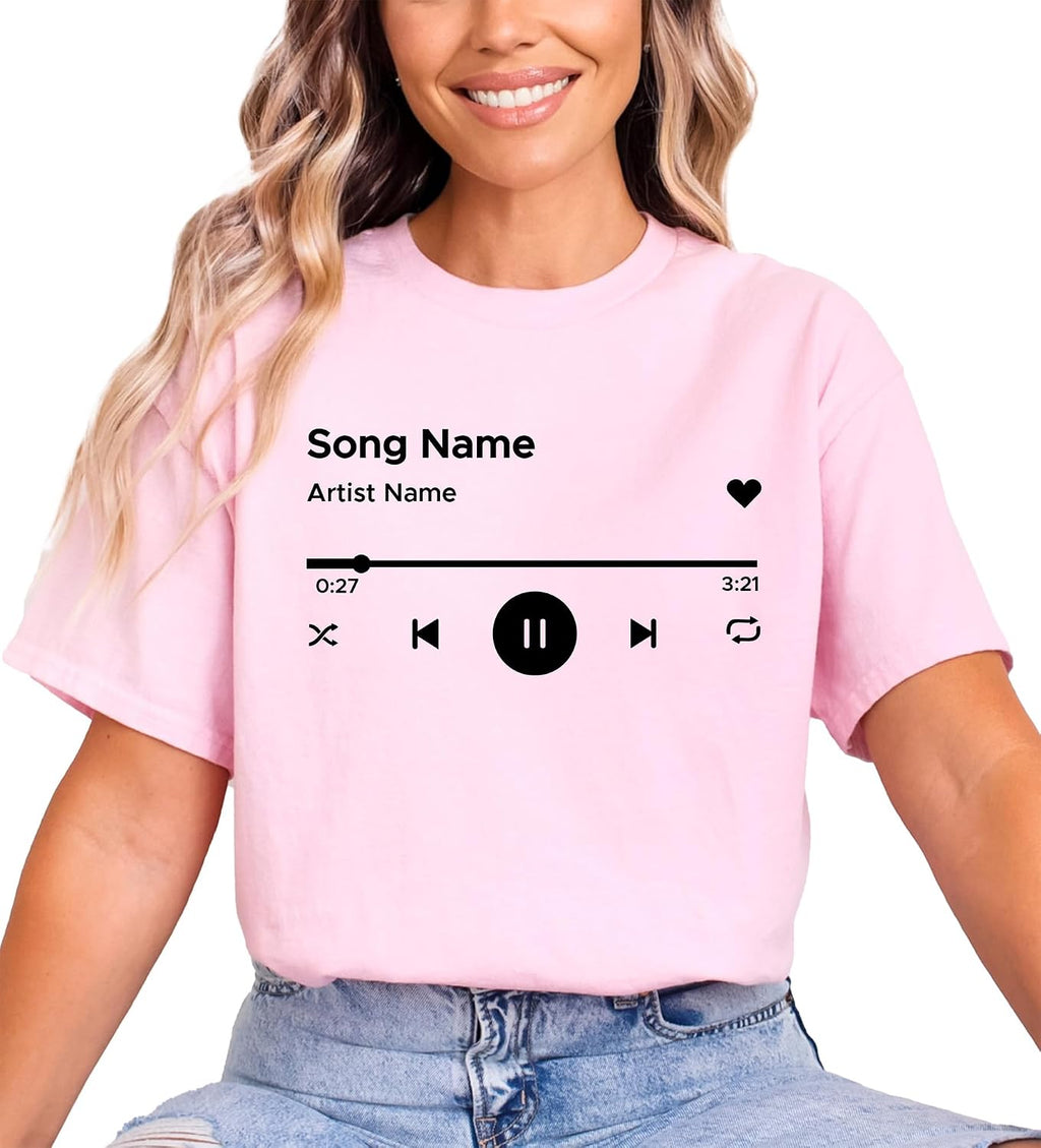 Custom Song Name Shirt Music Gifts for a Music Lover Band Tees Valentines Tshirt for Couples Concert Shirt Tee with Song Name Artist for GF BF
