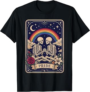 LGBT Pride Skeleton Rainbow Gothic LGBTQ Vintage Tarot Style T-Shirt