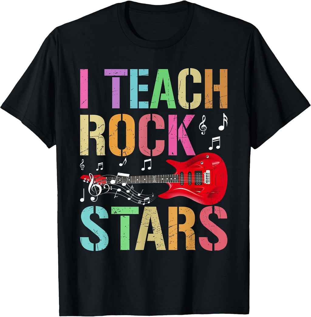 I Teach Rockstars Band Vibes Teacher Rocks My Music Teaching T-Shirt