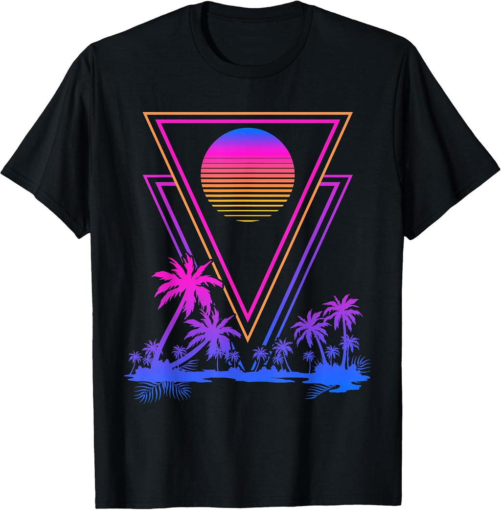 Retro Synthwave Aesthetic 1980s Palm Trees 90s Vaporwave T-Shirt