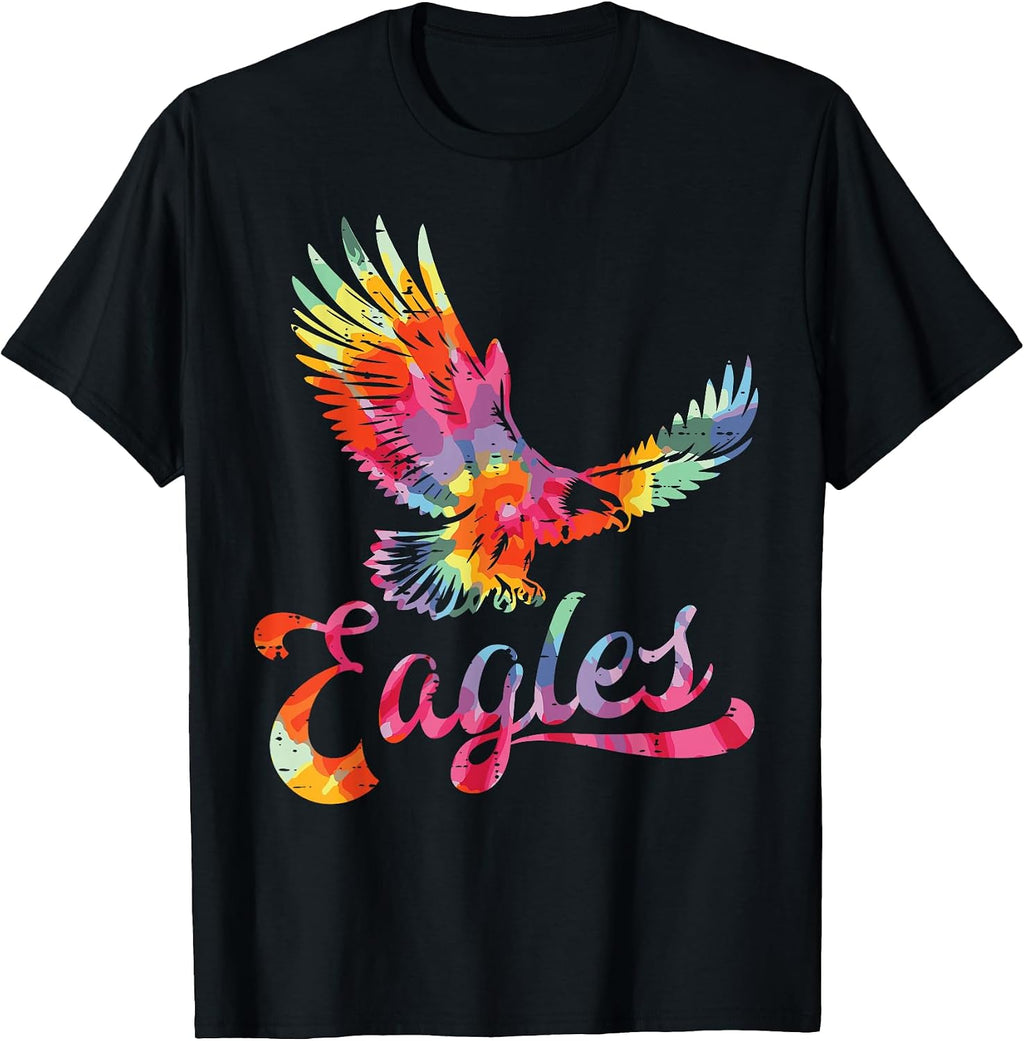 Eagle Tie Dye Retro 70s 80s Women Men Kids T-Shirt