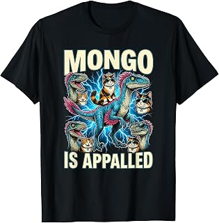 Mongo is Calling Appalled Princess Cat Riding Dinosaur Kids T-Shirt