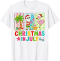Christmas in July Beach Flamingo Tree Santa Summer Vacation T-Shirt