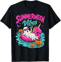 Summerween Vibes Spooky Ghost Unicorn Beach Halloween Girls T-Shirt