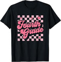 Fourth Grade Checkered Retro 4th Grade Teacher Kids Girl T-Shirt