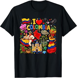 Colombian Flag Colombia Landmarks Pride Men Women Kids T-Shirt
