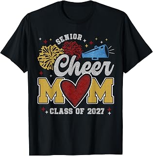 Senior Cheerleader Mom Cheer Class of 2027 Graduation Women T-Shirt