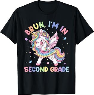 Bruh I'm in 2nd Grade Dab Unicorn Kids Girls Back to School T-Shirt