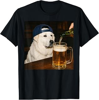 Great Pyrenees Drinking Beer Funny Dog Meme Design T-Shirt