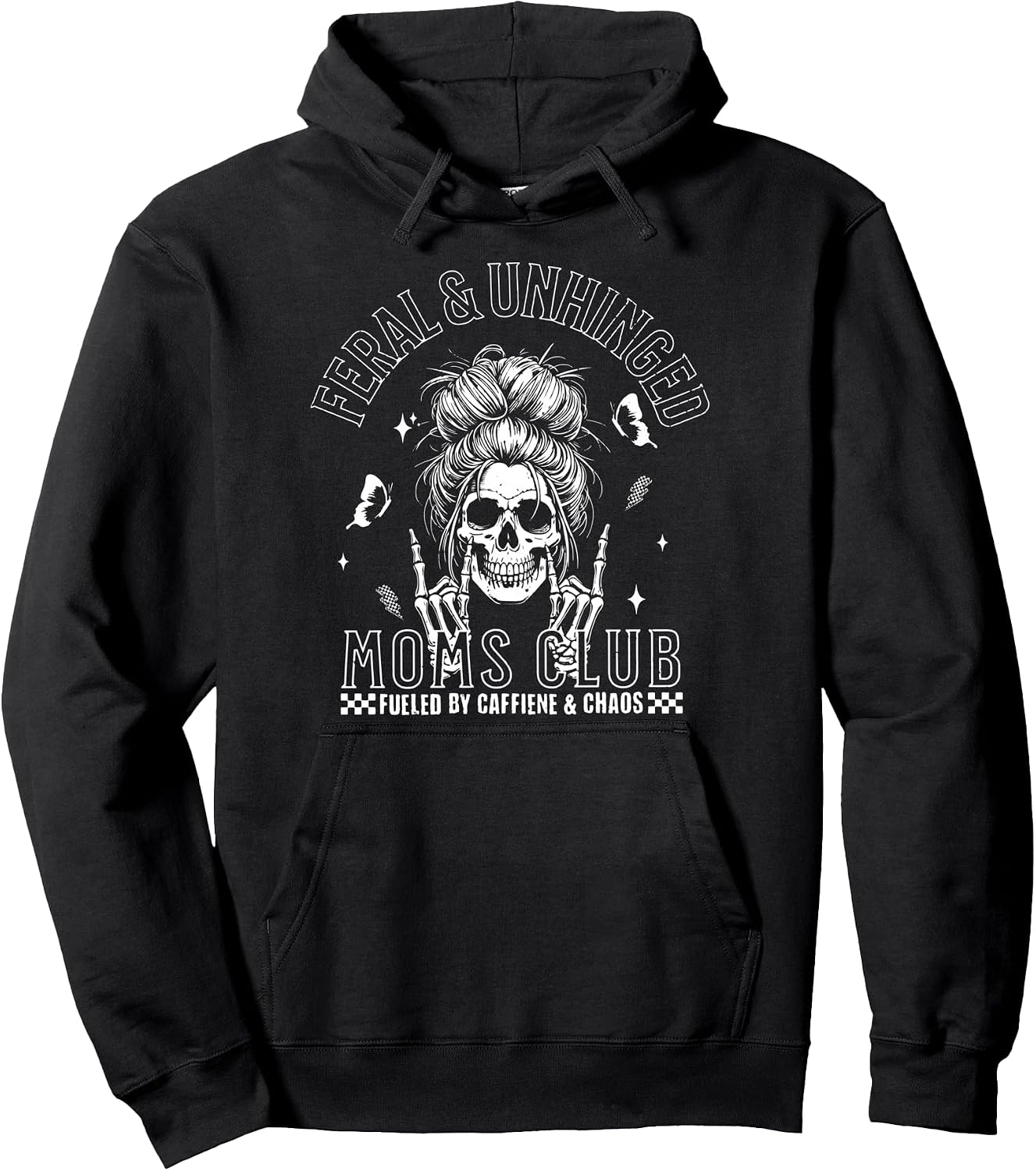 Funny Feral And Unhinged Moms Club Skeleton Coffee Mom Girls Pullover Hoodie