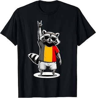 Belgian Flag Raccoon Funny Belgium T-Shirt