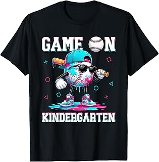Kindergarten Back to School Baseball Drip Ice Cream Game On T-Shirt