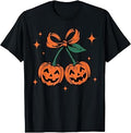 Autumn Pumpkin Cherries Fall Halloween Pumpkin Coquette T-Shirt