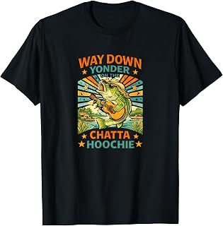 Funny Fish Cowboy Way Down Yonder Chattahoochee River Retro T-Shirt