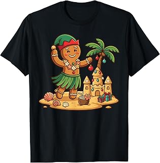 Christmas in July Gingerbread Man Tropical Beach T-Shirt