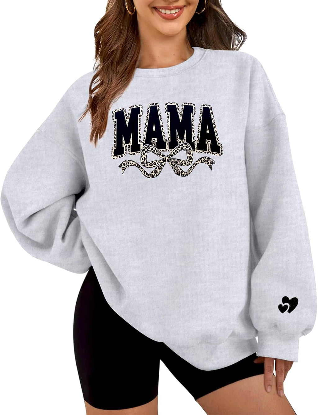 Mama Sweatshirt for Women Oversized Crewneck Pullover Hoodies Graphic Tops Long Sleeve Mom Shirts