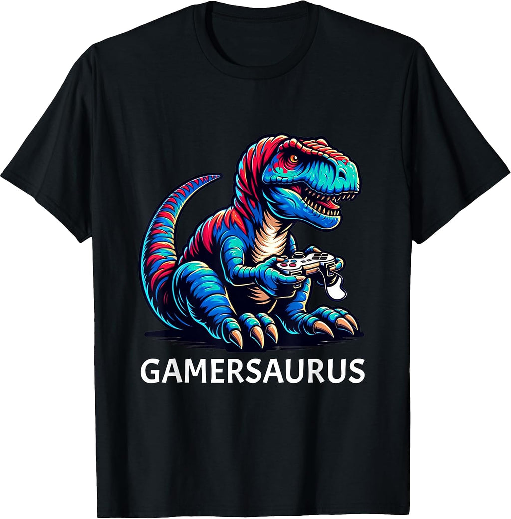 Funny Gaming Dinosaur Gamersaurus T-Rex Graphic Gamer T-Shirt