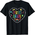 1st Grade Shirt Teacher Heart Back to School Boys Girls T-Shirt