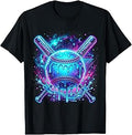 Cosmic Drip Baseball Glow Graphic Blue Vaporwave Aesthetic T-Shirt