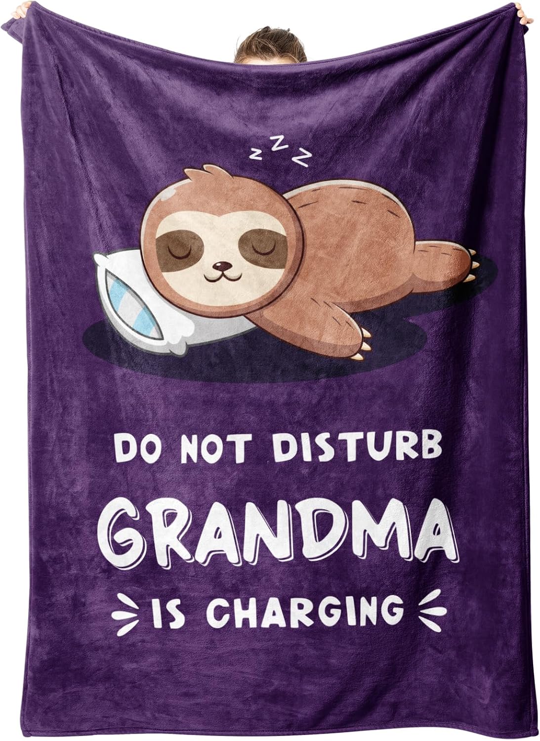 Funny Gifts for Grandma Mothers Day, Grandmas Birthday Gift from Grandkids, Grandma is Charging Sloth Blanket, Grandmas Gifts for Christmas, Soft Sloth Blanket for Grandmother 60" x 50"