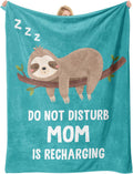 Mothers Day Blanket Gifts for Mom, Moms Birthday Gifts from Daughter Son, Moms Gift for Birthday Mothers Day Christmas Valentines Ideas, Funny Mom is Recharging Sloth Blanket Fleece Throw 60"×50"