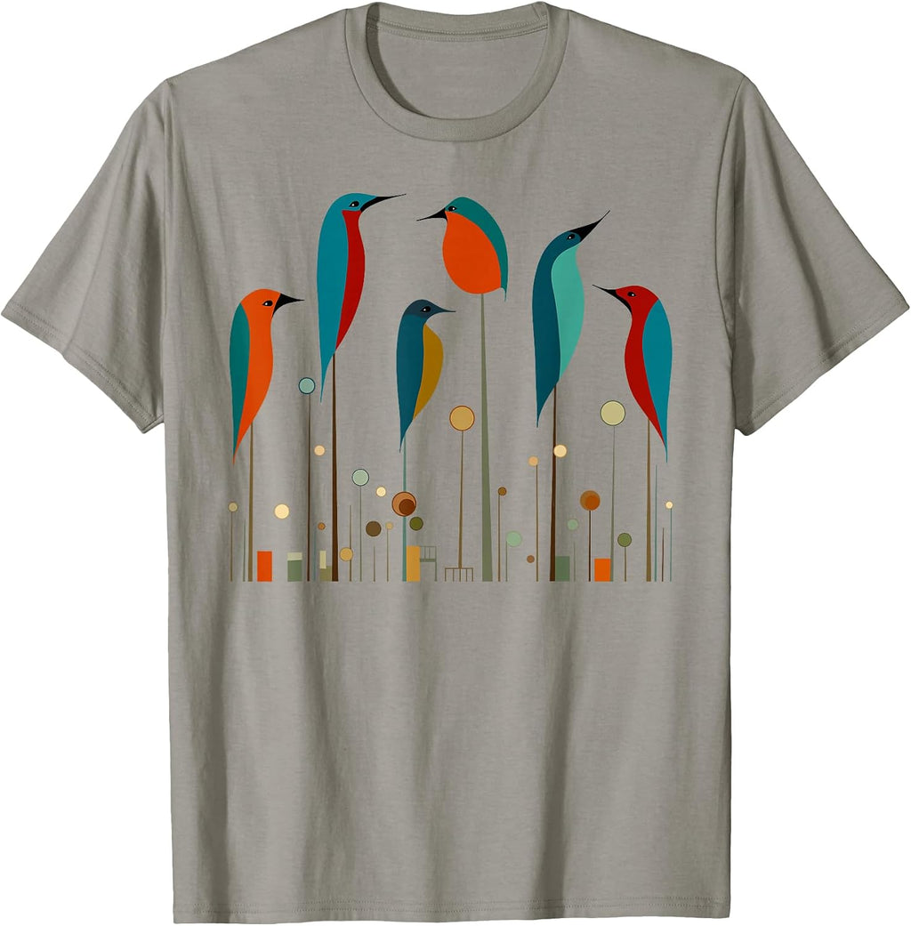 Retro Mid-Century Modern Birds 50s 60s Style T-Shirt