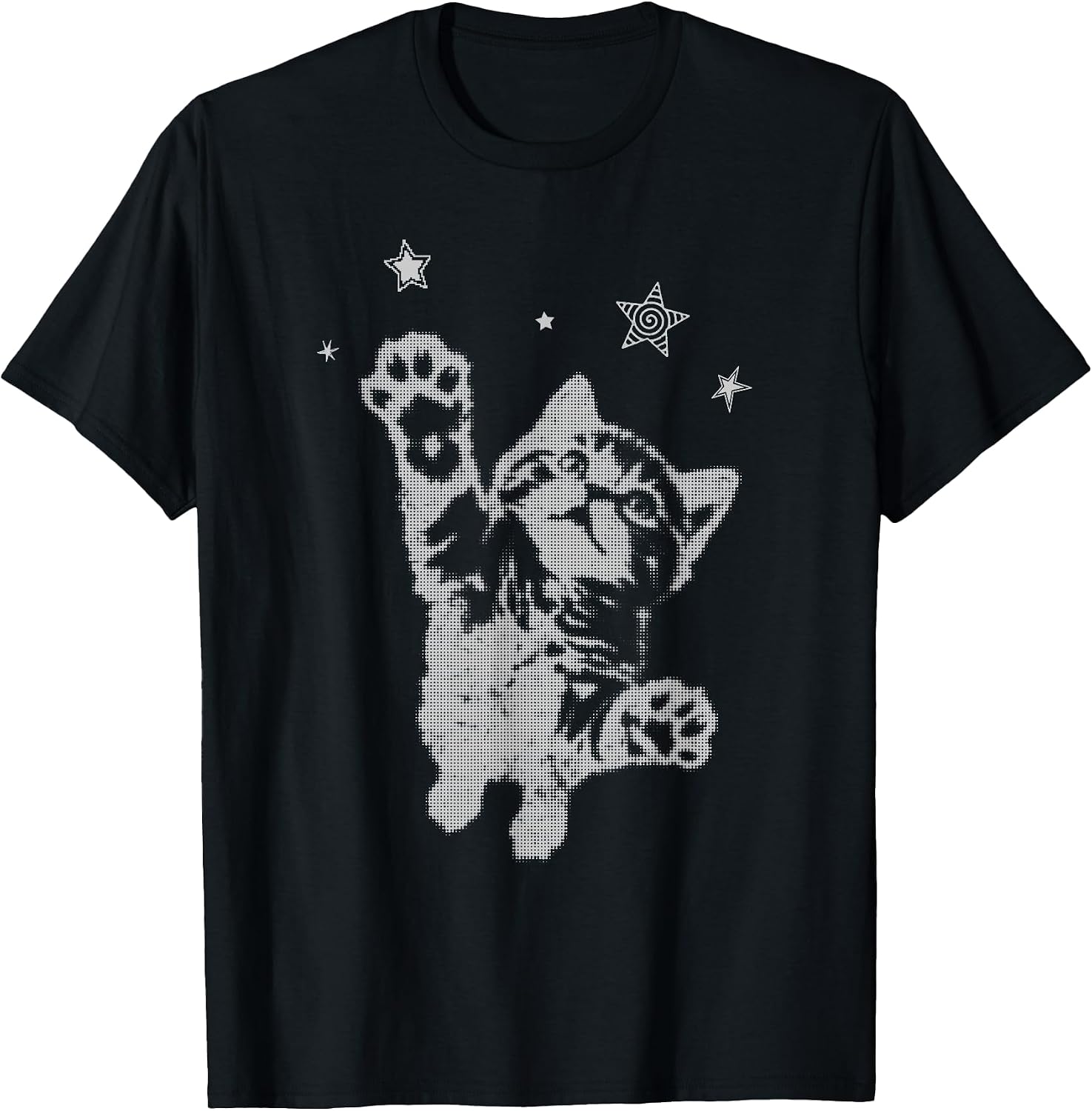 Y2K Cat Jumping Stars Silly 90s 2000s Grunge Vintage Graphic T-Shirt
