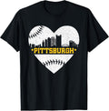 Pittsburgh Lovers Skyline Retro Baseball Heartbeat Men Women T-Shirt