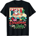 Santa Flamingo Popsicle Christmas in July T-Shirt
