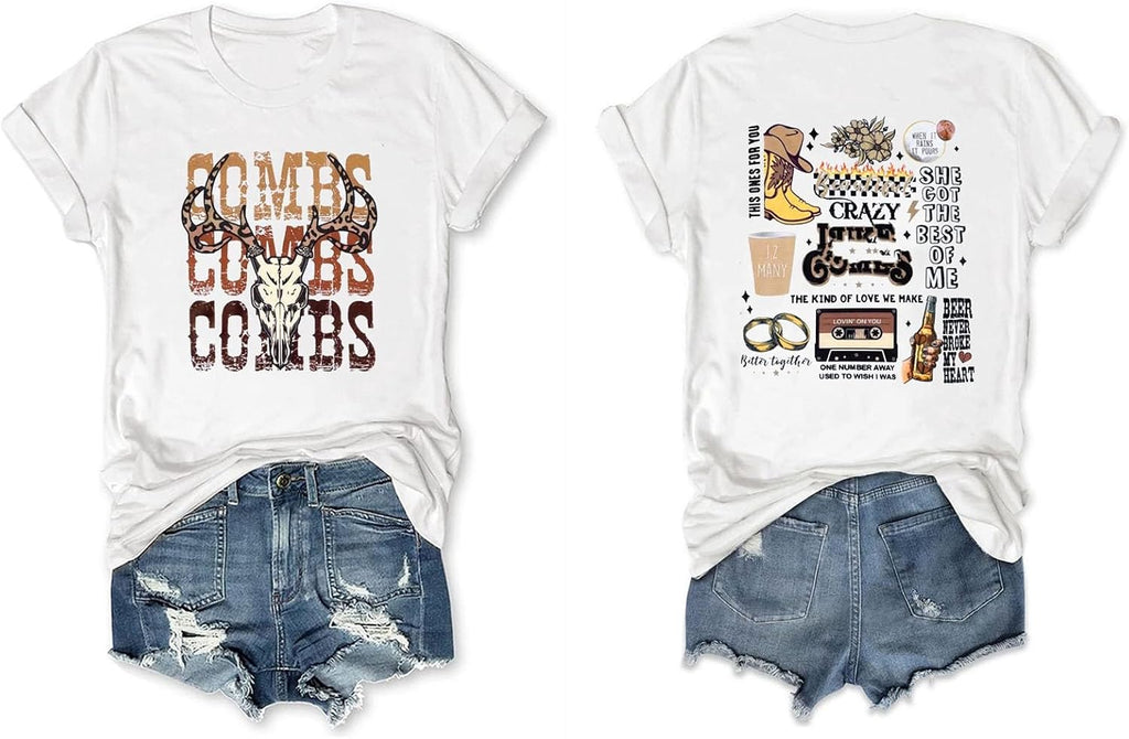 Retro Steer Skull Western T-Shirts for Women Cowboy Vintage Graphic Tees Country Concert Shirt Western Retro Shirt