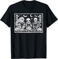 Funny Bigfoot Alien Skeleton Reading Books Halloween Camping T-Shirt