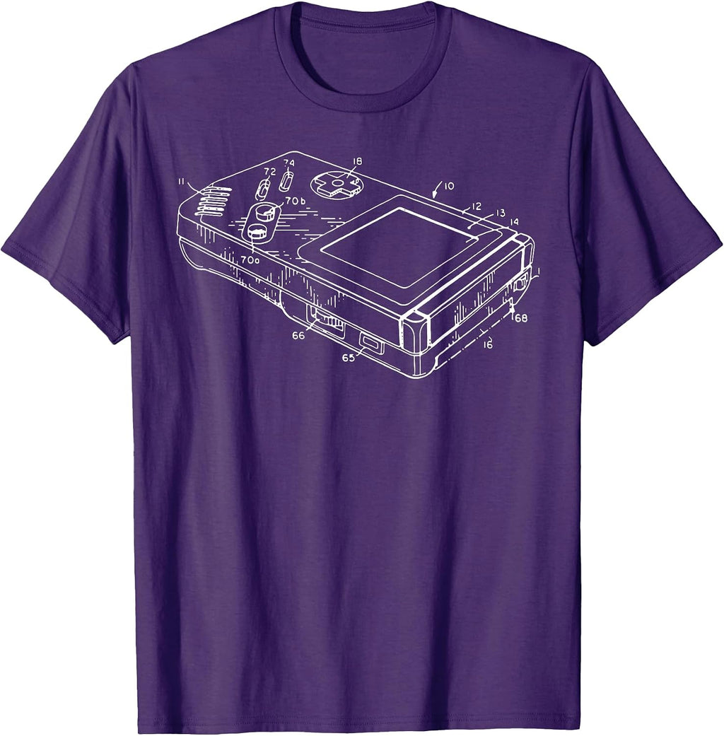 Vintage Gaming Diagram - Portable Video Game Console Chart T-Shirt