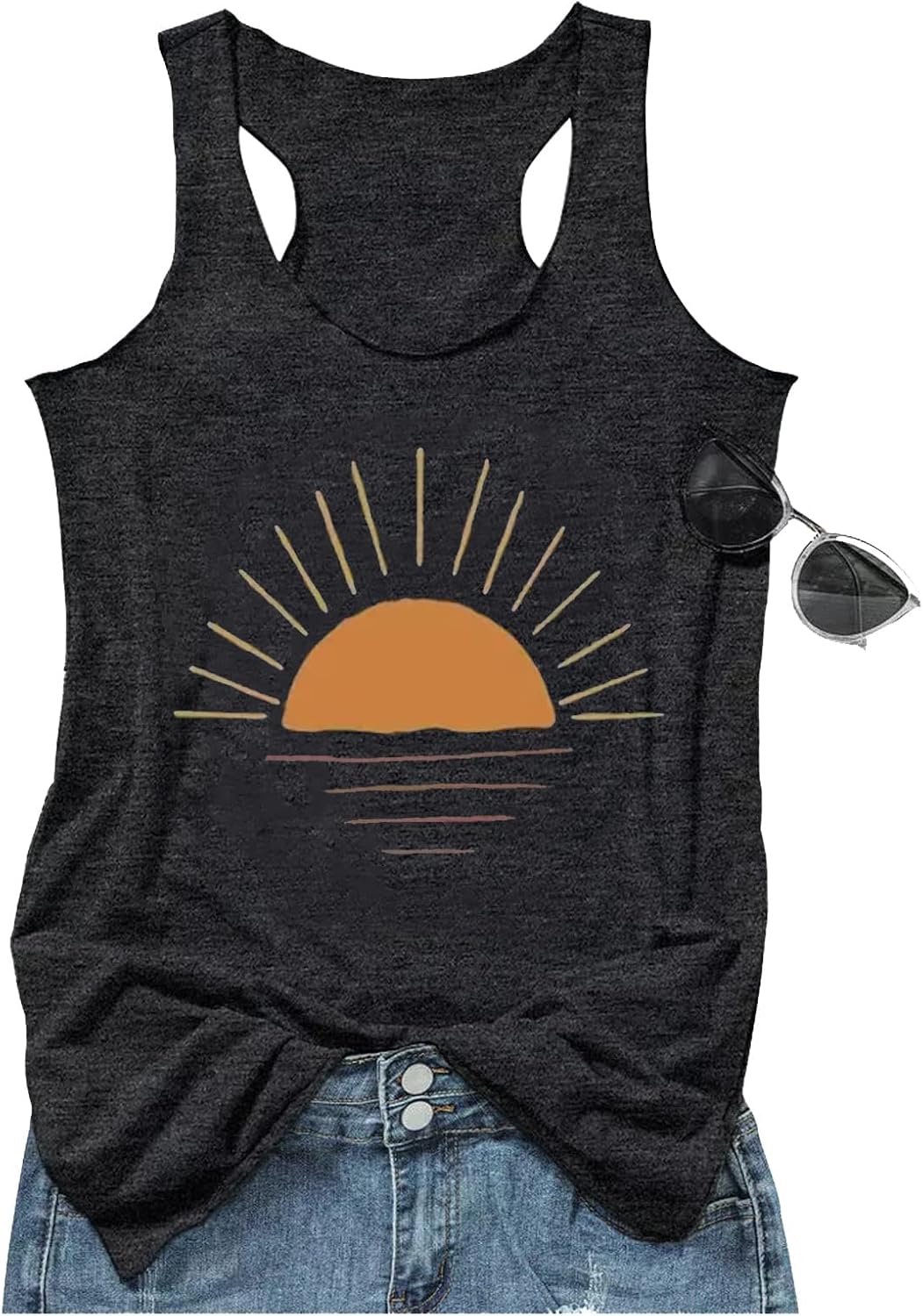 Boho Floral Racerback Tank Tops for Women American Flag Shirt Summer Sleeveless Graphic Tanks Vest Cute Mama Tank Cami