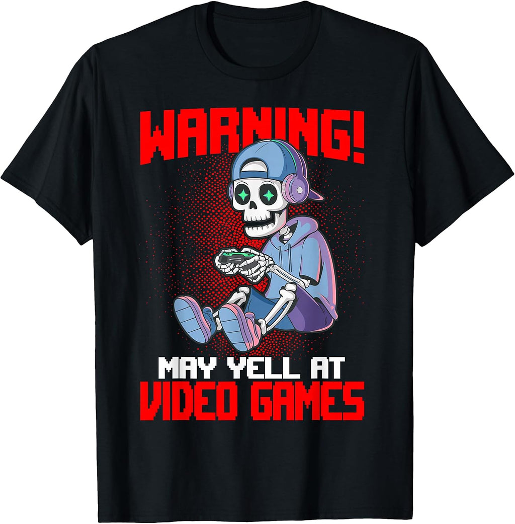 Gamer Skeleton Gaming Video Games T-Shirt - Unisex, Black, Small, Short Sleeve, T-Shirt