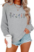 Flower Graphic Sweatshirt for Women Floral Printed Vintage Long Sleeves Shirt Crewneck Hoodie Loose Pullovers Tops