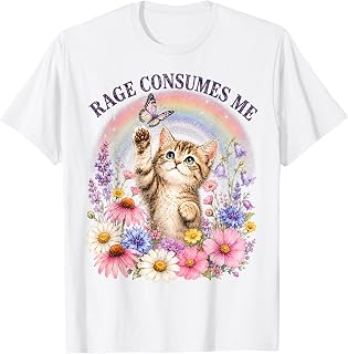 Cute Cat Rage Consumes Me Funny Sarcastic Kitten Flower T-Shirt