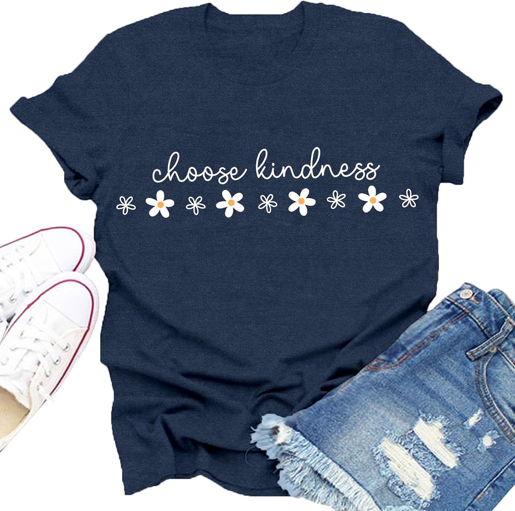 Kindness Shirt for Women Inspirational Daisy Flower Positive T-Shirt Casual Motivational Tops