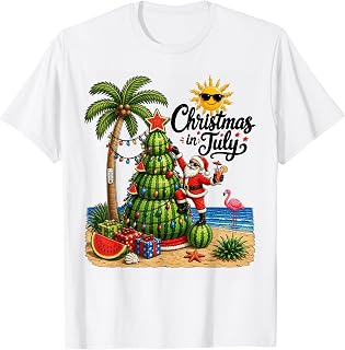 Christmas in July Watermelon Xmas Tree Santa T-Shirt