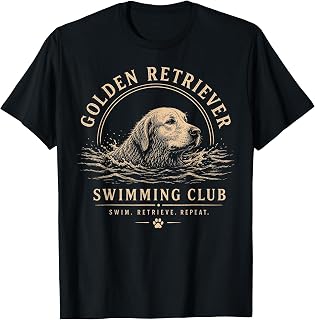 Golden Retriever Swimming Club Dog Lover Retro T-Shirt