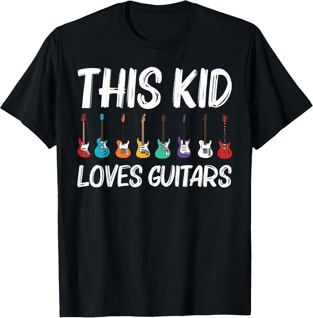Cool Guitar Gift for Kids Boys Acoustic Guitarist Band Music T-Shirt