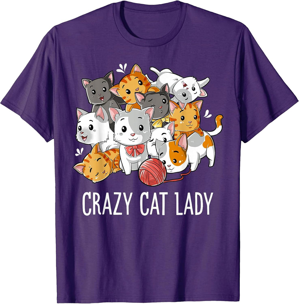 Crazy Cat Lady Funny Girls Women Kitty Kitten Animal Lover T-Shirt Small