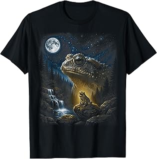 Frog Howling at Moon 90's Retro Nature Forest Animal Graphic T-Shirt